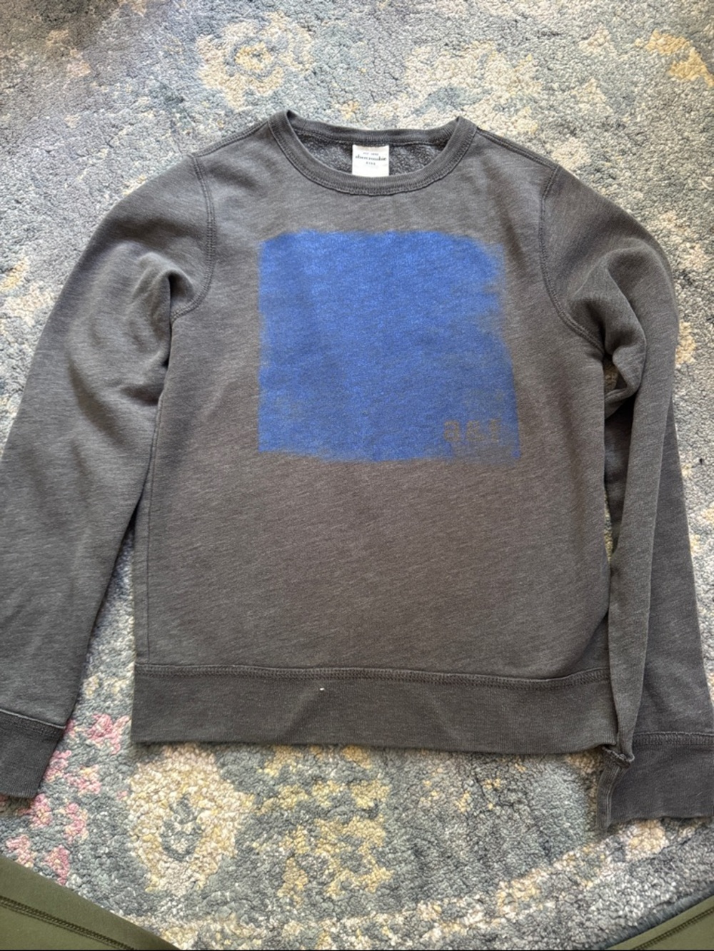 Abercrombie & Fitch Charcoal Crewneck Sweatshirt with Blue Graphic
